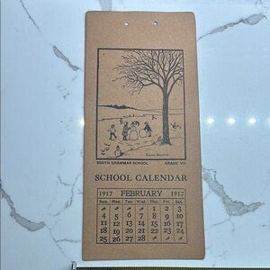Antique 1917 February school calendar page